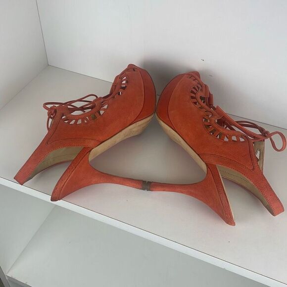 Vera Wang Lace Up Slingback Platform Heeled Sandals 7 - Picture 10 of 15